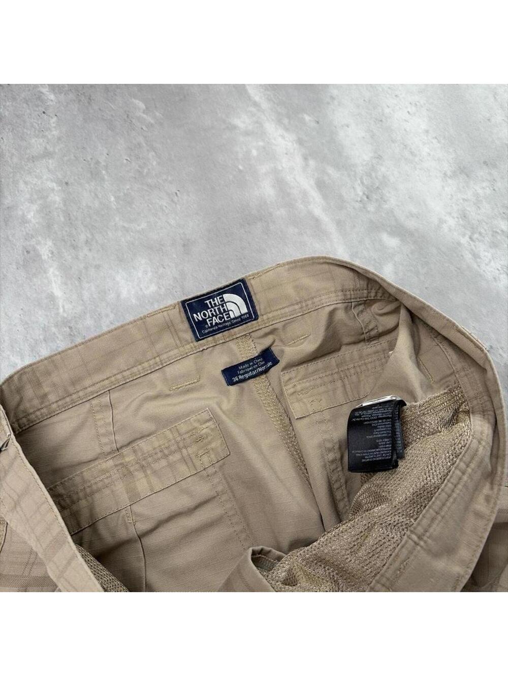 Vintage Beige The North Face Grunge Baggy Plaid Cargo Shorts View 5